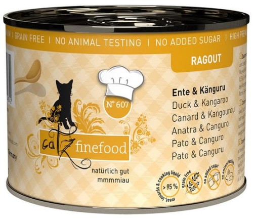 Przejdź do produktu Catz Finefood Ragout N.607 Kaczka i Kangur puszka 190g - karma mokra dla kota