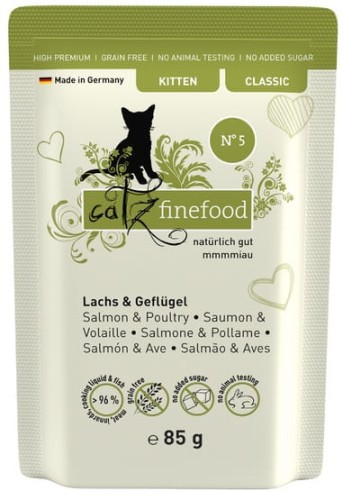 Przejdź do produktu Catz Finefood Classic Kitten N.05 Łosoś i drób saszetka 85g - karma mokra dla kota