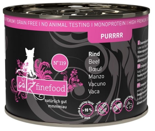Przejdź do produktu Catz Finefood Purrrr N.119 Wołowina puszka 200g - monobiałkowa karma mokra dla kota