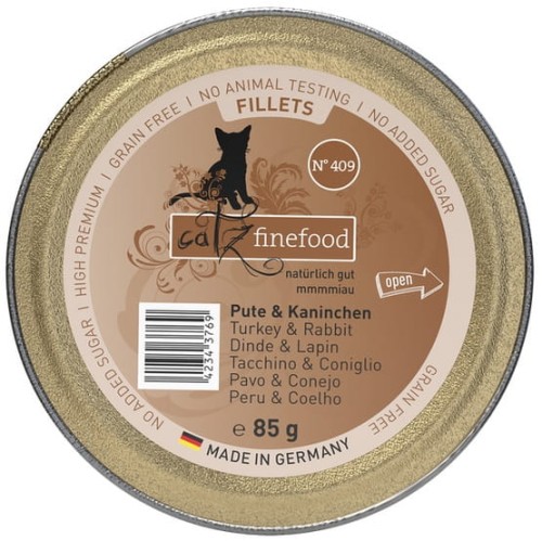 Przejdź do produktu Catz Finefood Filety N.409 Indyk/Królik tacka 85g - karma mokra dla kota