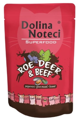 Przejdź do produktu Dolina Noteci Superfood Sarna i wołowina saszetka 85g - karma mokra dla kota