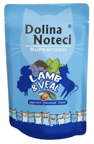 Przejdź do produktu Dolina Noteci Superfood Jagnięcina i cielęcina saszetka 85g - karma mokra dla kota