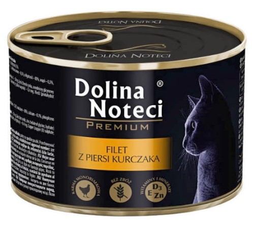 Przejdź do produktu Dolina Noteci Premium Filet z piersi kurczaka puszka 185g - karma mokra dla kota