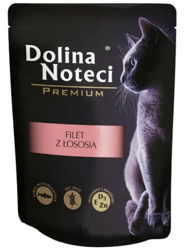 Przejdź do produktu Dolina Noteci Premium Filet z łososia saszetka 85g - karma mokra dla kota