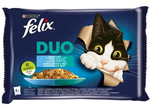 Przejdź do produktu Felix Fantastic Duo Uczta Oceanu galaretka saszetki 4x85g - karma mokra dla kota