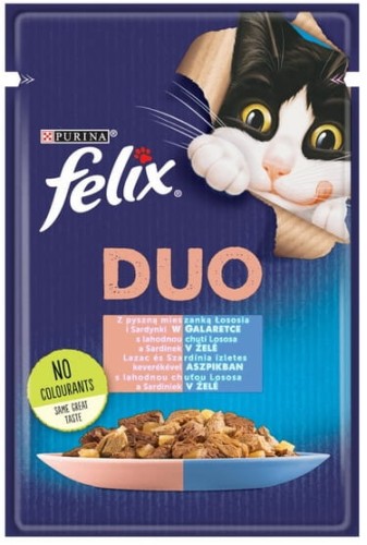 Przejdź do produktu Felix Fantastic Duo sardynka/łosoś galaretka saszetka 85g - karma mokra dla kota