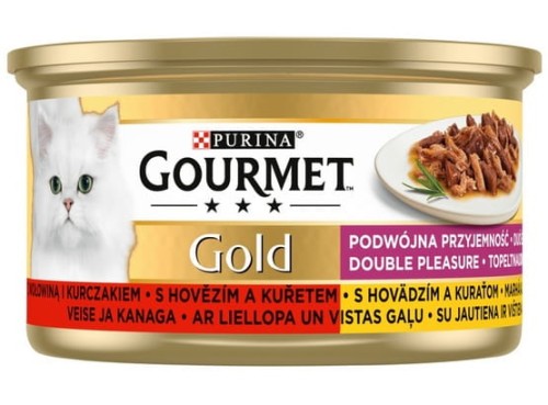 Przejdź do produktu Gourmet Gold Wołowina i kurczak w sosie 85g - karma mokra dla kota