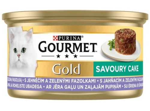 Przejdź do produktu Gourmet Gold Savoury Cake z Jagnięciną i zieloną fasolą 85g - karma mokra dla kota