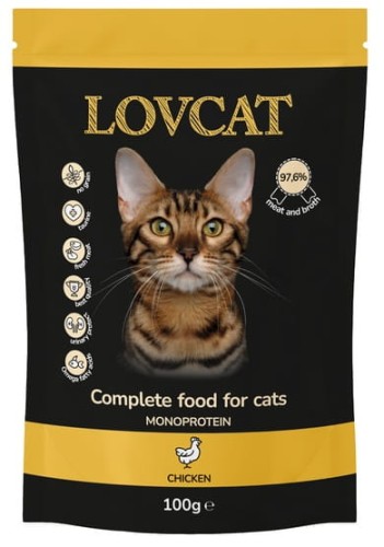 Przejdź do produktu Lovcat Pure Chicken – Kurczak - saszetka 100g - monobiałkowa karma mokra dla kota