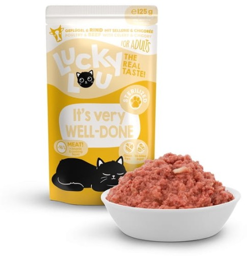 Przejdź do produktu Lucky Lou Lifestage Sterilized Drób i wołowina saszetka 125g - karma mokra dla kota
