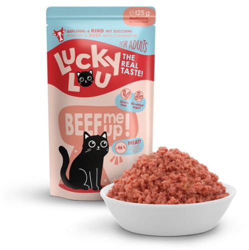 Przejdź do produktu Lucky Lou Lifestage Adult Drób i wołowina saszetka 125g - karma mokra dla kota