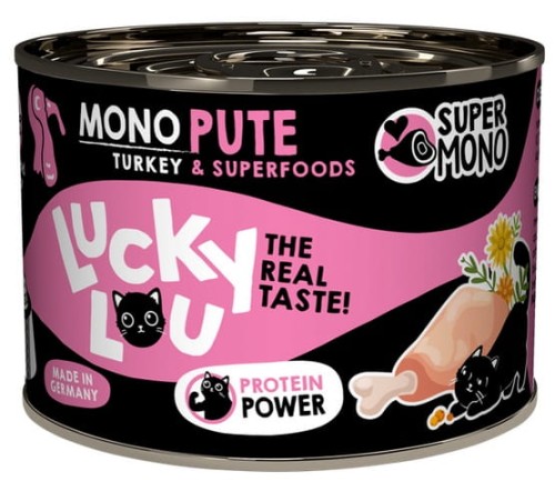 Przejdź do produktu Lucky Lou SuperMono Indyk puszka 200g - monobiałkowa karma mokra dla kota