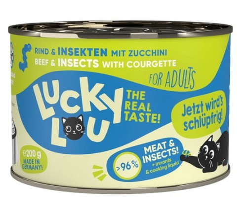 Przejdź do produktu Lucky Lou Lifestage Adult Wołowina i owady puszka 200g - karma mokra dla kota