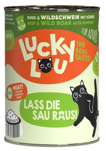 Przejdź do produktu Lucky Lou Lifestage Adult Wołowina i dzik puszka 400g - karma mokra dla kota