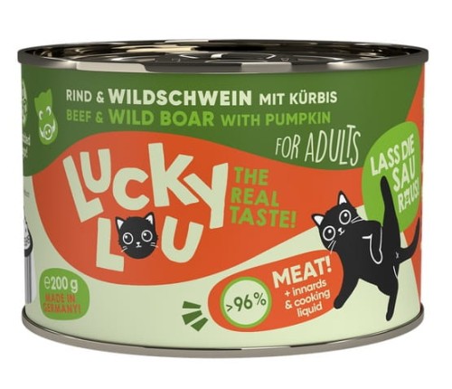 Przejdź do produktu Lucky Lou Lifestage Adult Wołowina i dzik puszka 200g - karma mokra dla kota