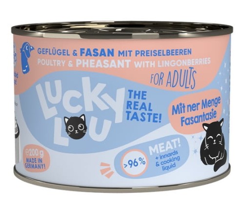 Przejdź do produktu Lucky Lou Lifestage Adult Drób i bażant puszka 200g - karma mokra dla kota