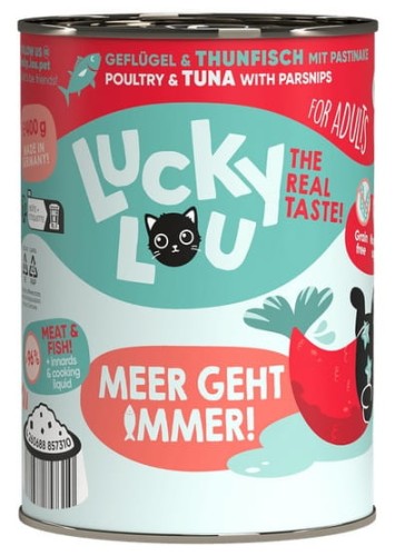 Przejdź do produktu Lucky Lou Lifestage Adult Drób i tuńczyk puszka 400g - karma mokra dla kota