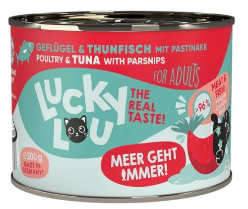Przejdź do produktu Lucky Lou Lifestage Adult Drób i tuńczyk puszka 200g - karma mokra dla kota
