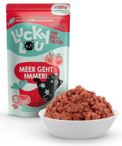 Przejdź do produktu Lucky Lou Lifestage Adult Drób i tuńczyk saszetka 125g - karma mokra dla kota
