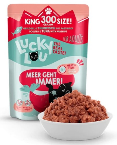 Przejdź do produktu Lucky Lou Lifestage Adult Drób i tuńczyk saszetka 300g - karma mokra dla kota