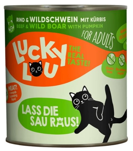 Przejdź do produktu Lucky Lou Lifestage Adult Wołowina i dzik puszka 800g - karma mokra dla kota