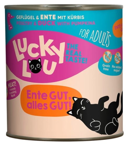 Przejdź do produktu Lucky Lou Lifestage Adult Drób i kaczka puszka 800g - karma mokra dla kota