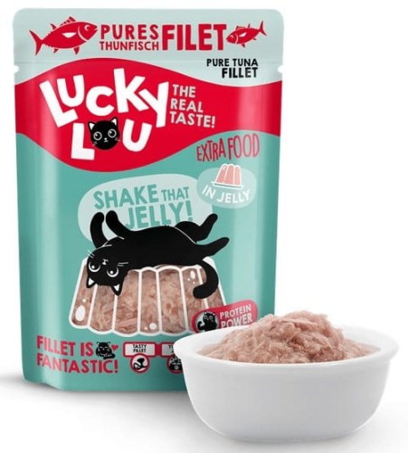Przejdź do produktu Lucky Lou Extrafood Tuńczyk w galaretce saszetka 70g - monobiałkowa karma mokra dla kota