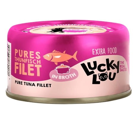 Przejdź do produktu Lucky Lou Extrafood Tuńczyk w bulionie puszka 70g - monobiałkowa karma mokra dla kota