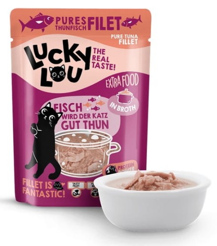 Przejdź do produktu Lucky Lou Extrafood Tuńczyk w bulionie saszetka 70g - karma mokra dla kota
