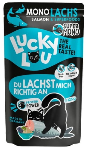 Przejdź do produktu Lucky Lou SuperMono Łosoś saszetka 120g - karma mokra dla kota
