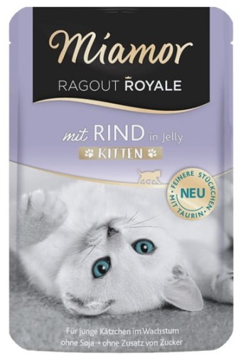 Przejdź do produktu Miamor Ragout Royale Kitten z Wołowiną w galaretce saszetka 100g - karma mokra dla kota