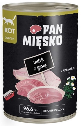 Przejdź do produktu Pan Mięsko Karma mokra dla kota - indyk i gęś puszka 400g - karma mokra dla kota