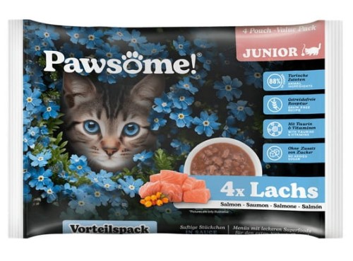 Przejdź do produktu Pawsome Junior Lachs - łosoś saszetki 4x85g - karma mokra dla kota