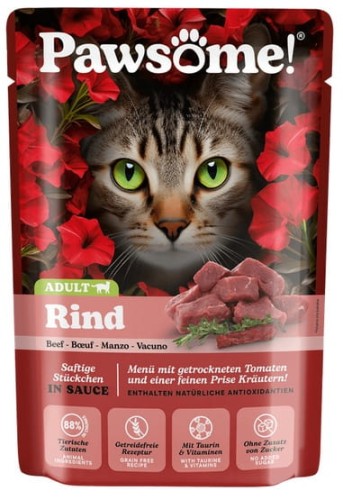 Przejdź do produktu Pawsome Adult Rind - wołowina saszetka 85g - karma mokra dla kota