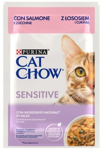 Przejdź do produktu Purina Cat Chow Sensitive Łosoś saszetka 85g - karma mokra dla kota