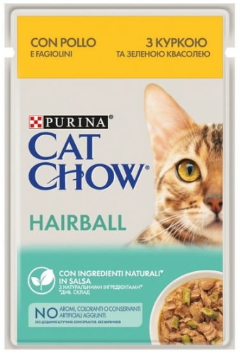 Przejdź do produktu Purina Cat Chow Hairball Kurczak saszetka 85g - karma mokra dla kota