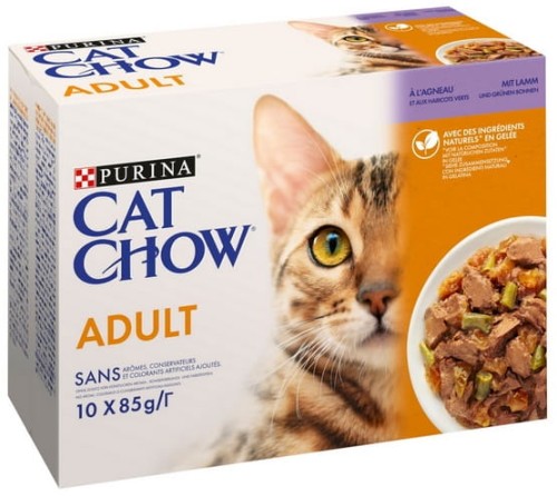 Przejdź do produktu Purina Cat Chow Jagnięcina i zielona fasolka saszetki 10x85g - karma mokra dla kota