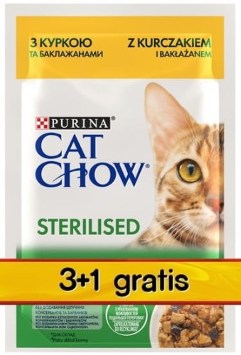 Przejdź do produktu Purina Cat Chow Sterilised Kurczak saszetki 3+1 GRATIS 4x85g – karma mokra dla kota
