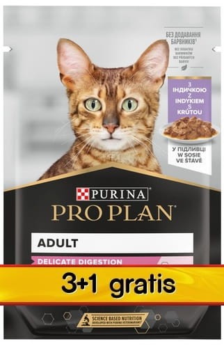 Przejdź do produktu Purina Pro Plan Cat Delicate indyk saszetka 4x85g 3+1 gratis - karma mokra dla kota