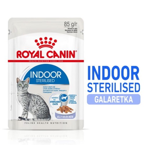 Przejdź do produktu Royal Canin Indoor Sterilised Jelly – karma mokra dla kotów dorosłych sterylizowanych, przebywających w domu saszetka 85g