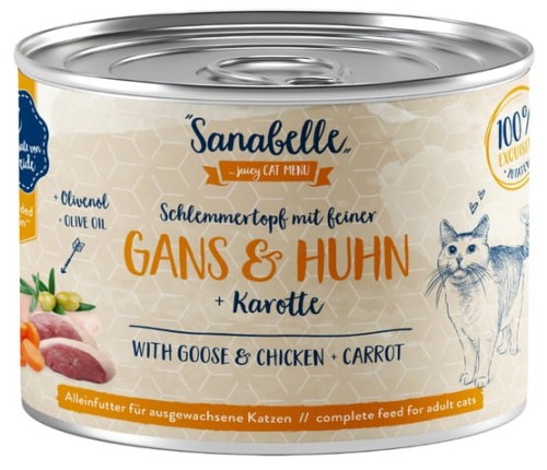 Przejdź do produktu Sanabelle Gęś, kurczak i marchew puszka 180g - karma mokra dla kota