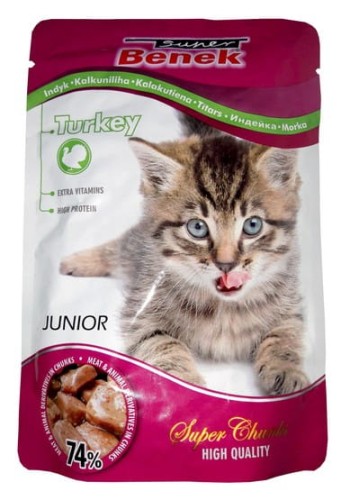 Przejdź do produktu Super Benek saszetka Junior indyk w sosie 100g - karma mokra dla kota