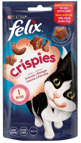 Przejdź do produktu Felix Crispies Łosoś i Pstrąg 45g - przysmak dla kota