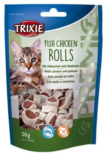 Przejdź do produktu Trixie Premio Fish Chicken Rolls - krążki z kurczakiem i łososiem [42702] - przysmak dla kota