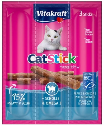 Przejdź do produktu Vitakraft Cat Stick Classic flądra + omega3 3szt [31218] - przysmak dla kota