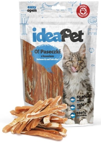 Przejdź do produktu IdeaPet O! Kot Paski z łososiem 60g - przysmak dla kota