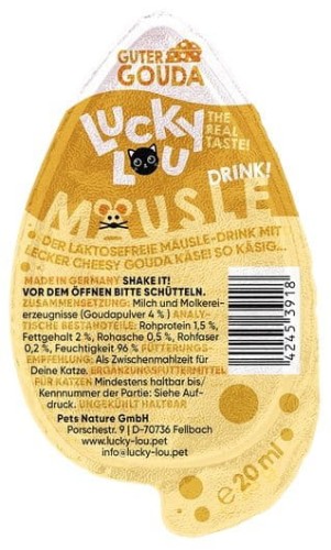Przejdź do produktu Lucky Lou Mausle Drink-Snack Gouda 20ml - przysmak dla kota