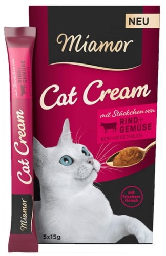 Przejdź do produktu Miamor Cat Cream Wolowina i warzywa 6x15g - przysmak dla kota