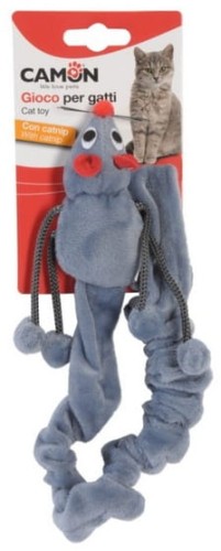 Przejdź do produktu Camon Cat Toy Poliestrowa mysz z kocimiętką i długim sznurem 50cm - zabawka dla kota