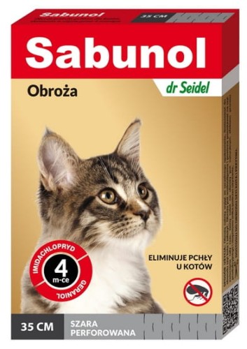 Przejdź do produktu Sabunol Obroża przeciw pchłom dla kota szara 35cm